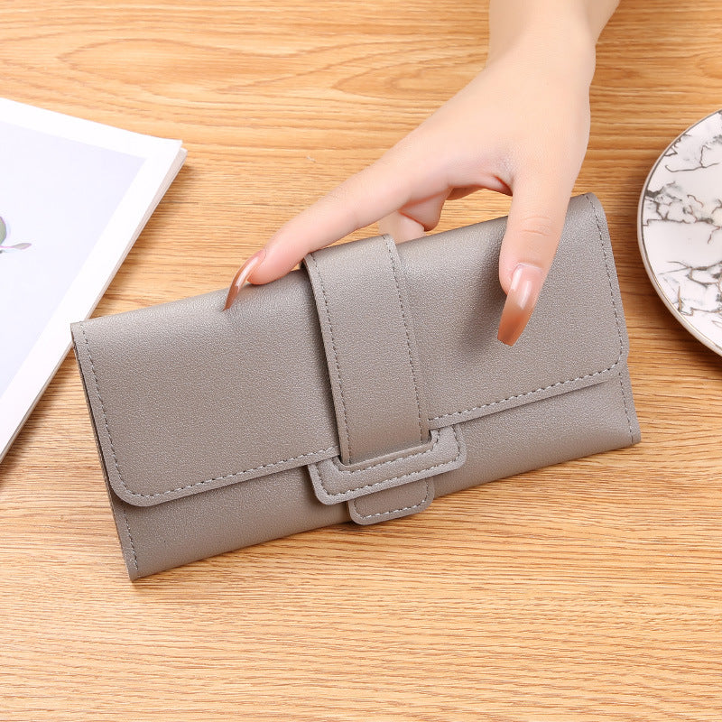 Women's Long Three-fold Flip Korean Style Fresh Ladies Wallets