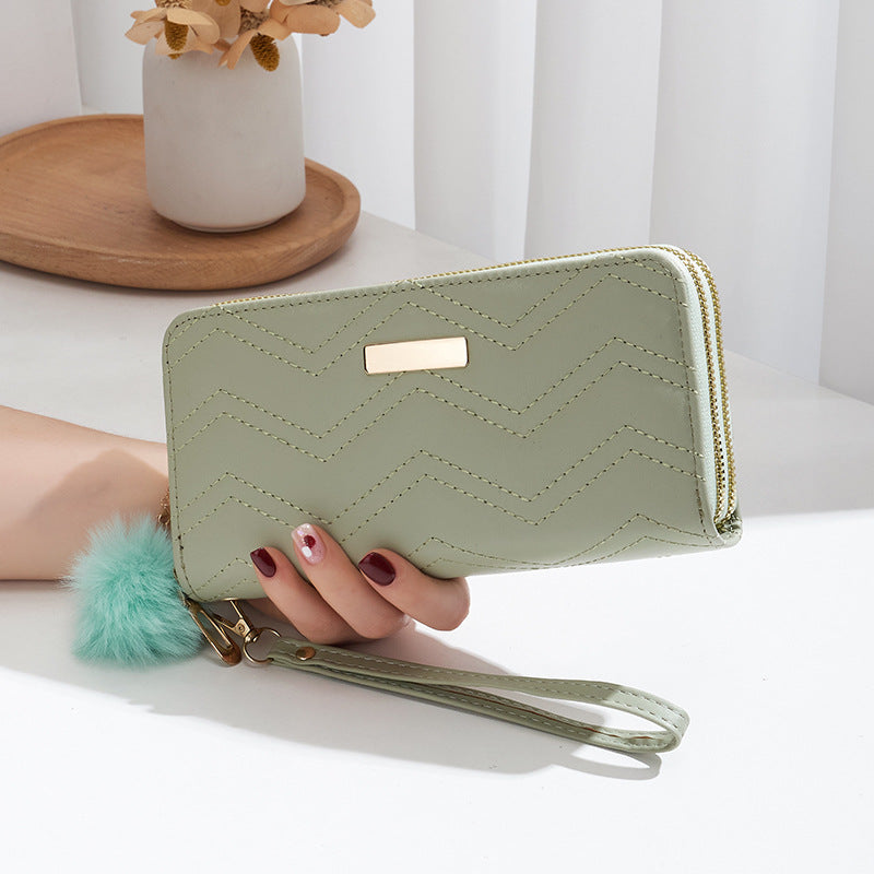 Pochette à Double fermeture éclair longue pour femmes, portefeuilles simples à la mode pour dames