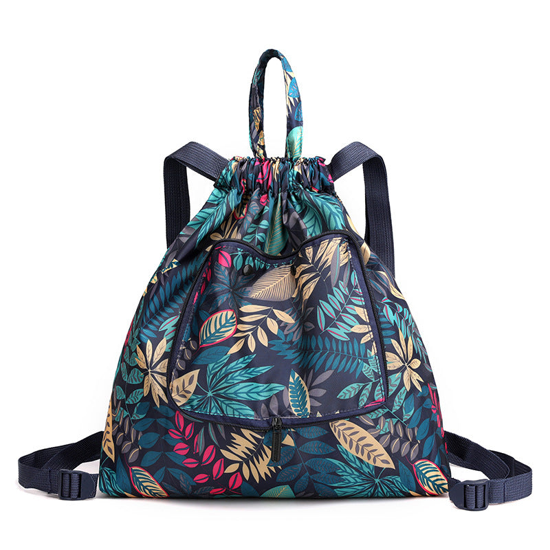 Women's Drawstring Printed Nylon Fabric Foldable Flower Backpacks