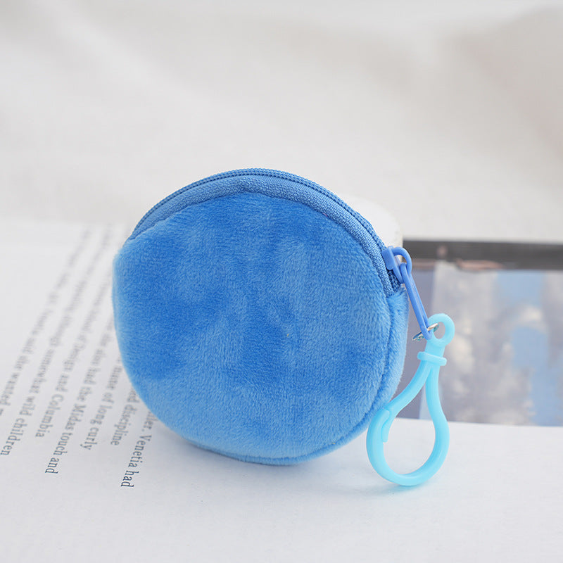 Candy Color Plush Solid Round Certificate Coin Purses