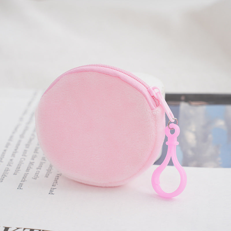 Candy Color Plush Solid Round Certificate Coin Purses