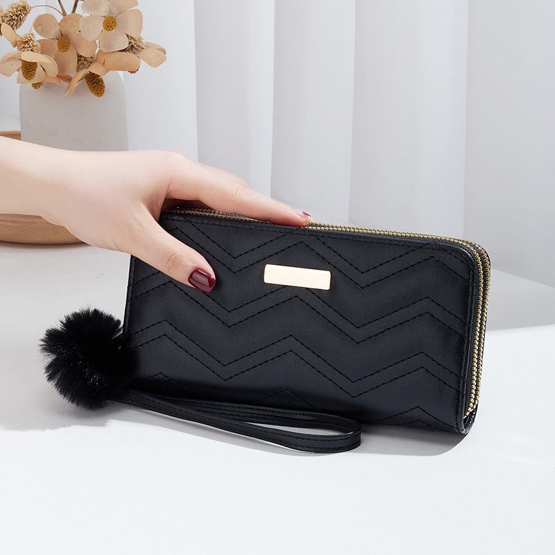 Pochette à Double fermeture éclair longue pour femmes, portefeuilles simples à la mode pour dames