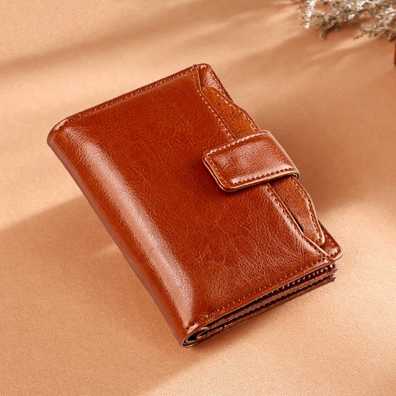 Women's Retro Leather Short Korean Style Multifunctional Ladies Wallets