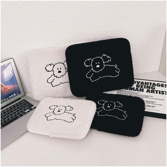 Sacs de protection en peluche pour tablette, doublure mignonne brodée de dessin animé