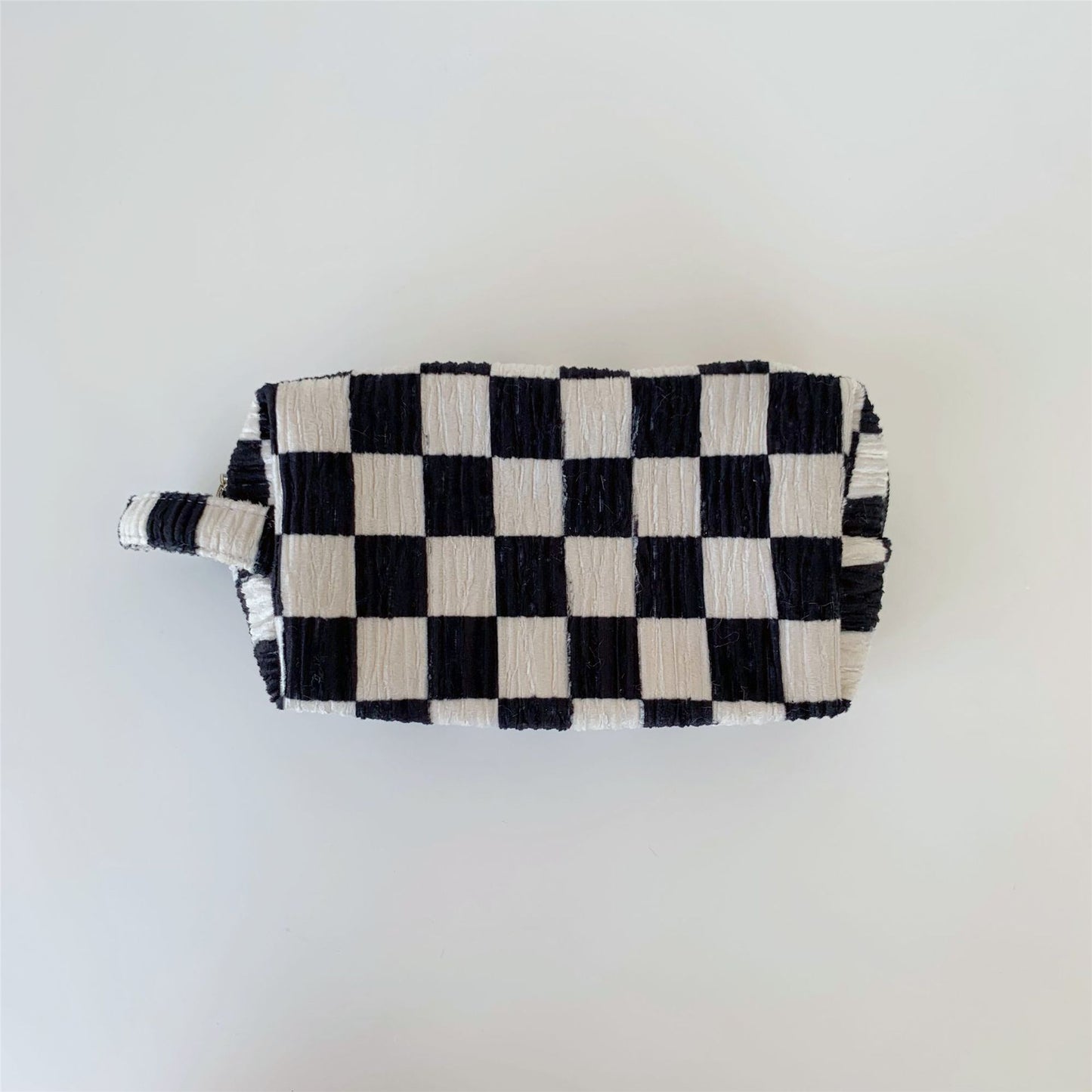 Black White Chessboard Grid Large Capacity Portable Storage Cosmetic Bags