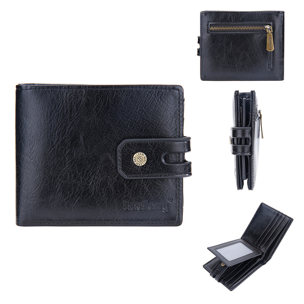 Men's Retro Short Multiple Slots Zipper Men's Wallets