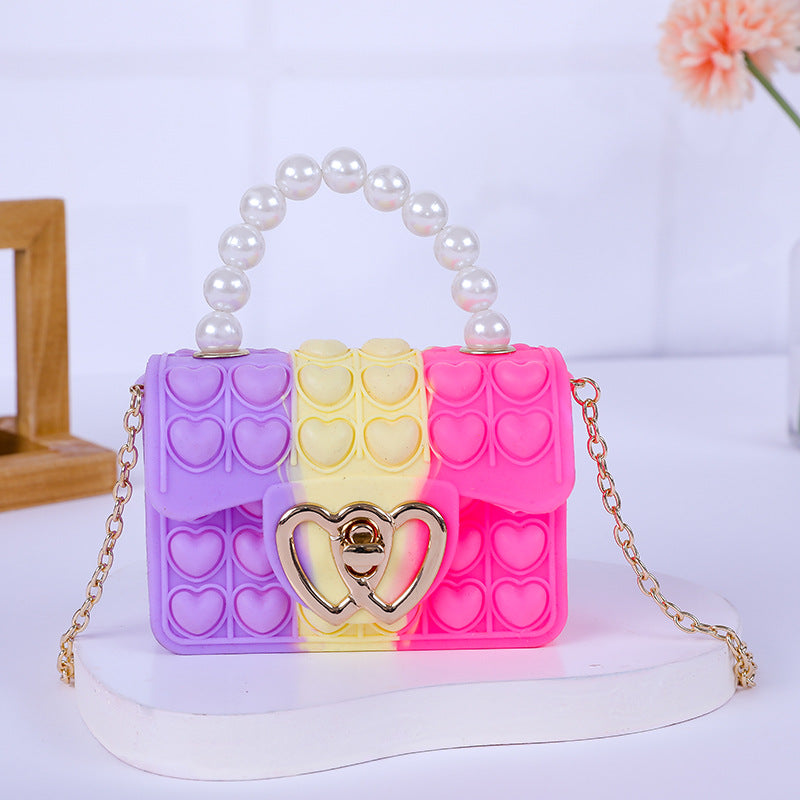 Porte-monnaie pour enfants en silicone Love Bubble Gel Pearl Tote