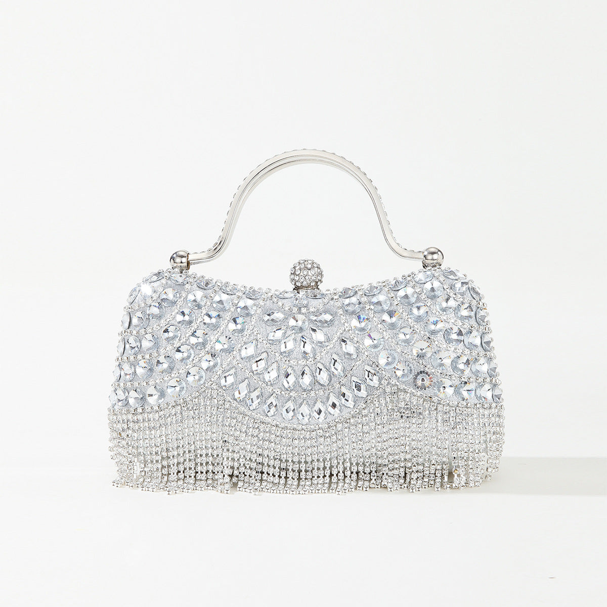 Women's Rhinestone Diamond Flash Tassel Portable Chain Box Evening Bags