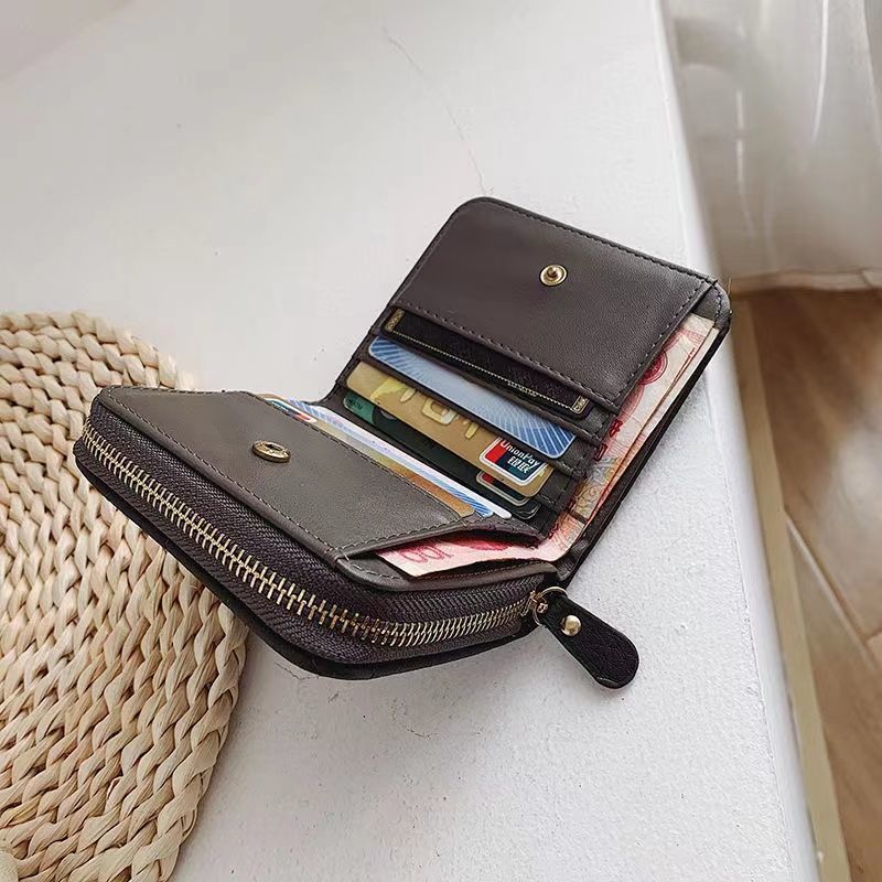 Women's Korean Simple Mini Plaid High Retro Ladies Wallets