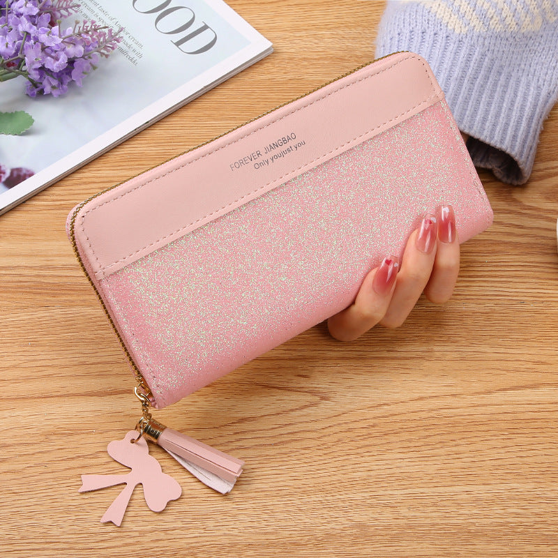 Women's Long Zip Korean Stitching Contrast Color Ladies Wallets