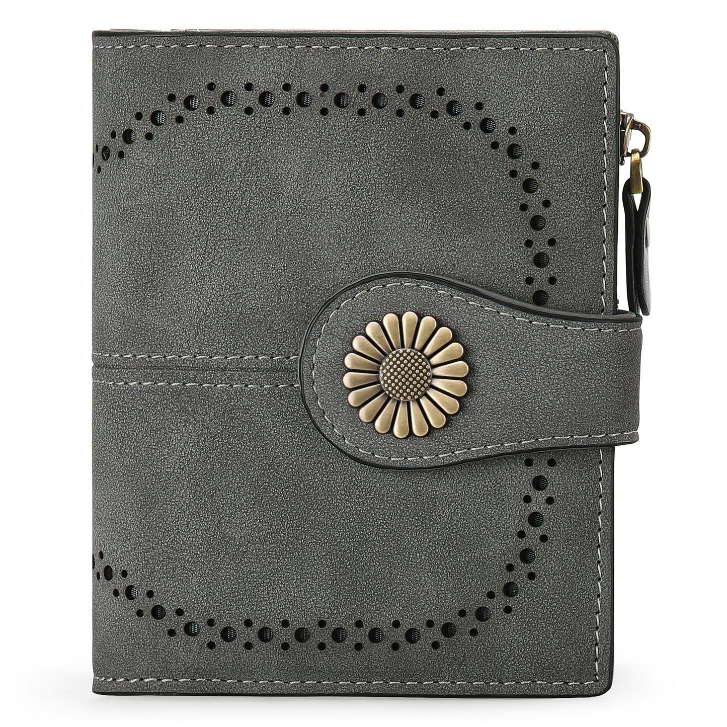 Women's Short Oil Wax Leather Zipper Ladies Wallets