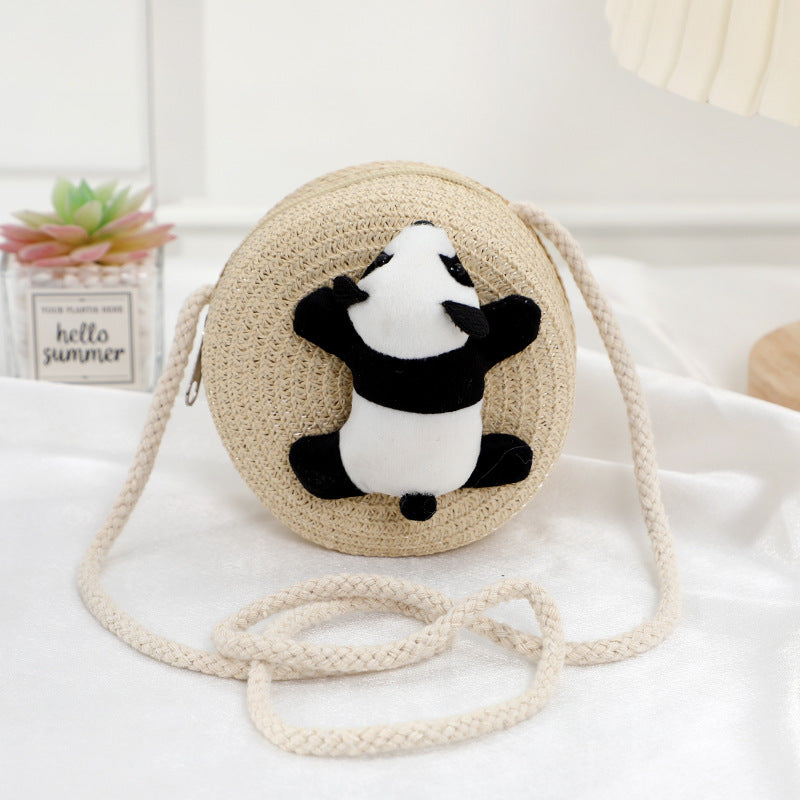 Children's Straw Female Cute Boy Western Style Leaning Bear Children's Coin Purse