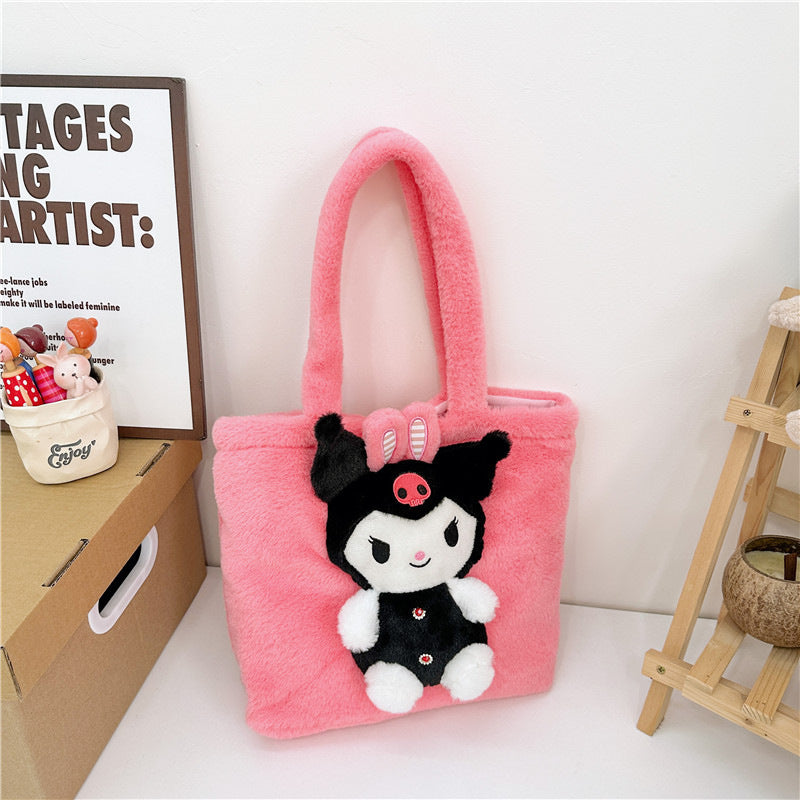 Winter Plush Cartoon Clow Hand Gift Handbags