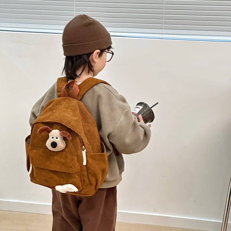 Children's Cartoon Cute Puppy Corduroy Boys Children's Backpacks