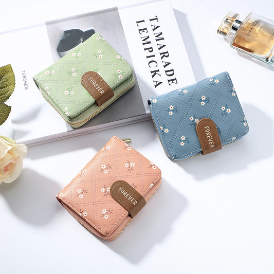 Women's Creative Button Simple Printed Short Ladies Wallets