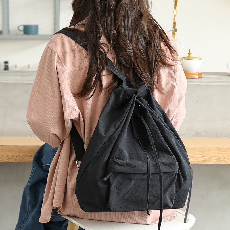 Korean Style Artistic Nylon Fashion Drawstring Small Backpacks