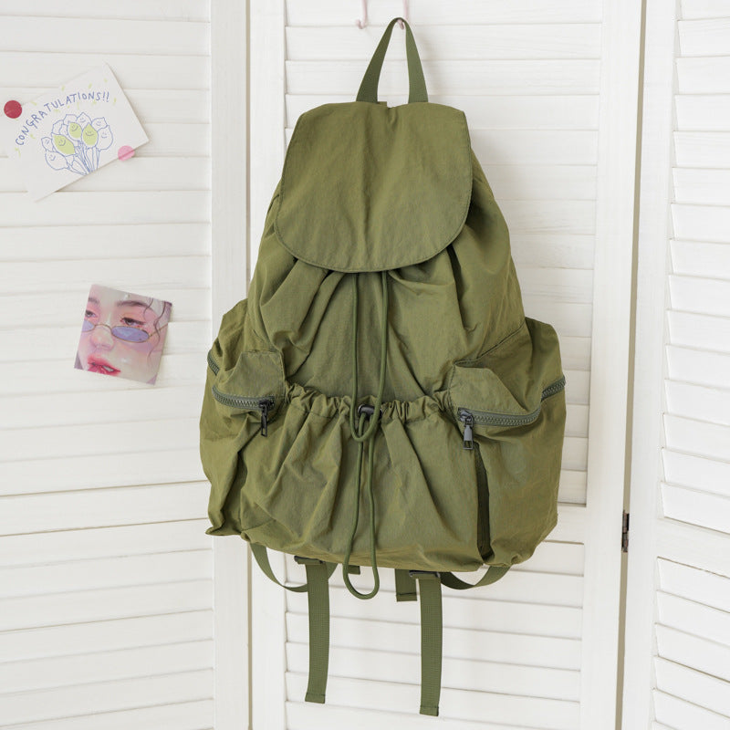 Women's Pleated Drawstring Nylon Niche Trendy Large Backpacks