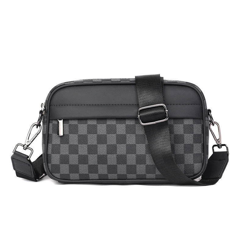 Men's Check Pattern Leisure Poor Small Multifunctional Men's Shoulder Bags