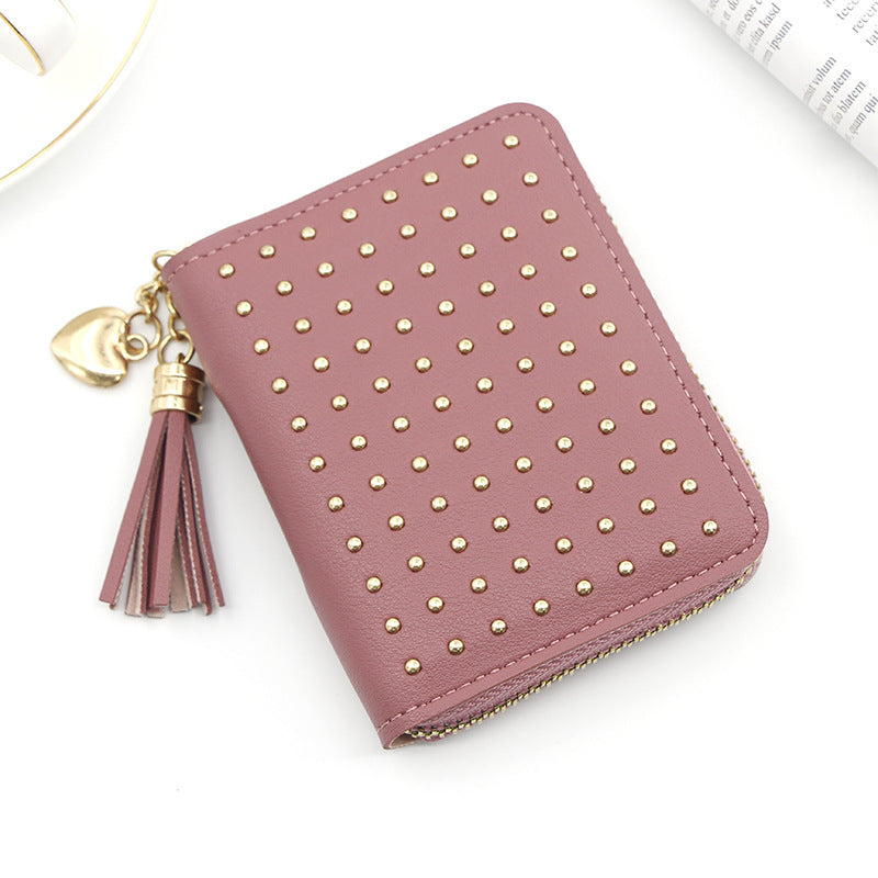 Petit porte-monnaie à pompon coréen pour femmes, Simple, multifonctionnel, fermeture éclair