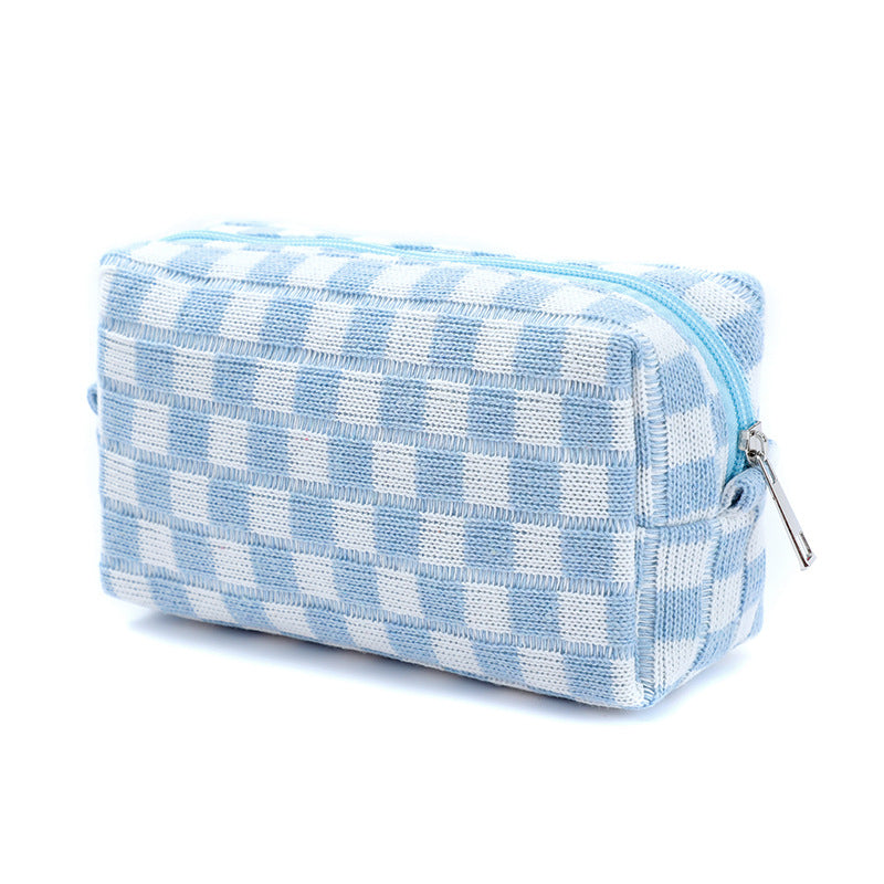 Chessboard Grid Portable Toiletry Large Capacity Cosmetic Bags