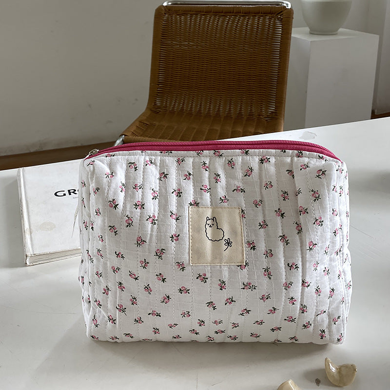 Capacity Korean Style Mummy Floral Storage Cosmetic Bags