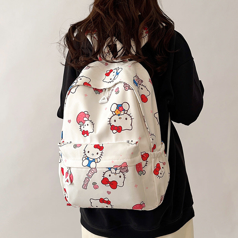 Cat Minority Korean Style Printed Iti Middle School Students' Schoolbags