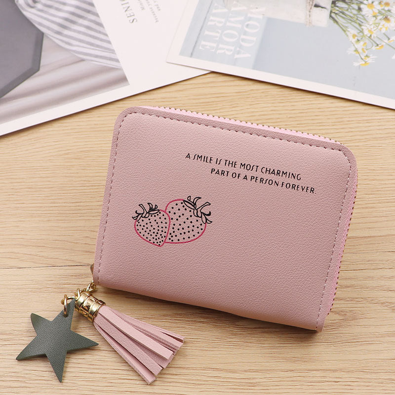 Women's Simple Fresh Cute Short Zipper Tote Ladies Wallets