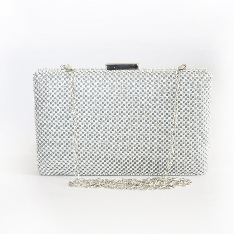 Women's Mesh Drill Dinner Rhinestone Hand Holding Evening Bags