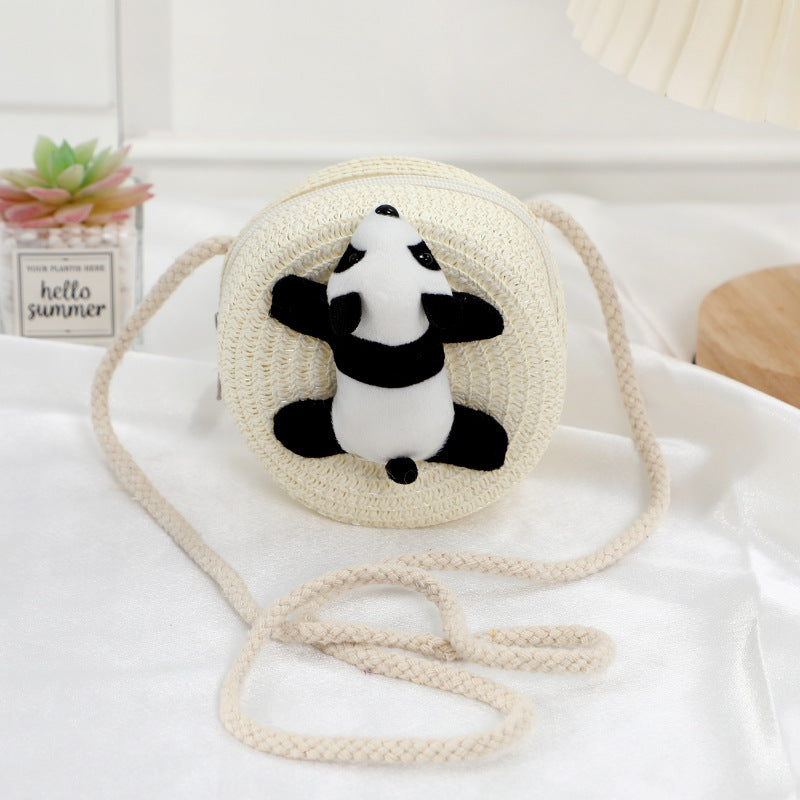 Children's Straw Female Cute Boy Western Style Leaning Bear Children's Coin Purse