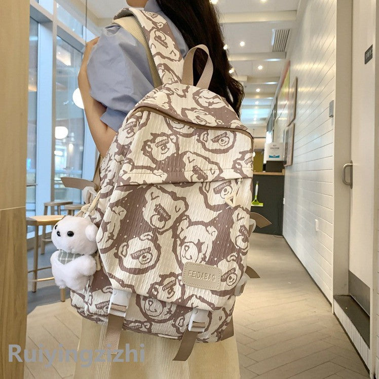 Female Junior High Large Capacity Bear Backpacks