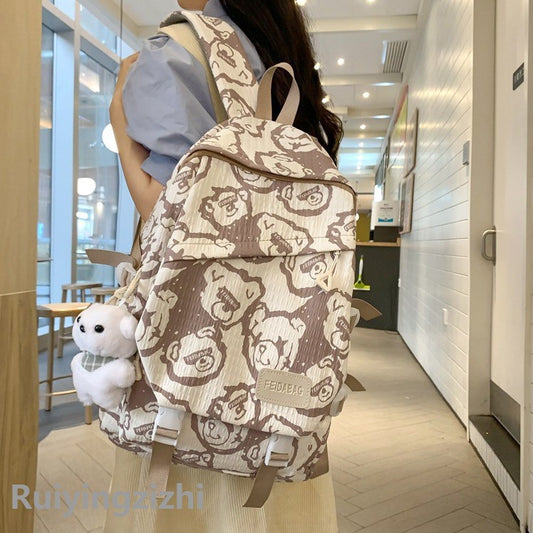 Female Junior High Large Capacity Bear Backpacks