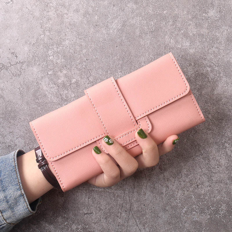 Pochette longue multifonction en cuir pour femmes, portefeuilles simples coréens pour dames