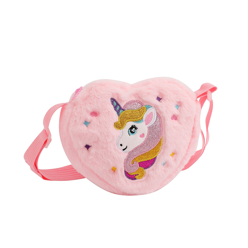 Licorne de dessin animé pour enfants, vêtements mignons en peluche, sacs à bandoulière pour enfants