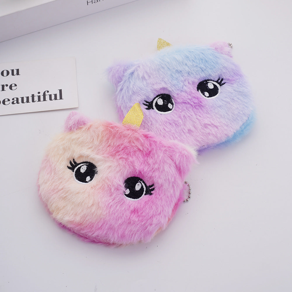 Children's Storage Cartoon Cute Plush Unicorn Earphone Children's Coin Purse