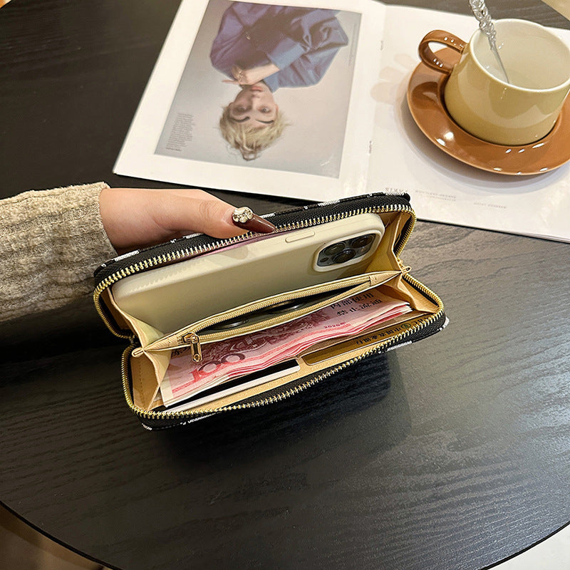 Portefeuilles mobiles pour dames, pochette à motif croisé, Design à la mode