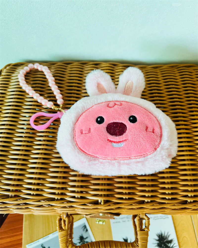 Cartoon Bunny Beaver Round Mini Ultra Coin Purses