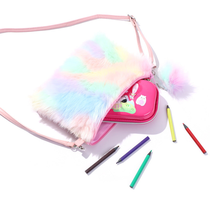 Children's Cute Little Mobile Rainbow Plush Single Bags