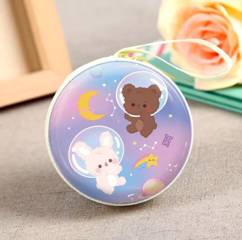 Children's Creative Cute Tinplate Cartoon Change Headset Bags