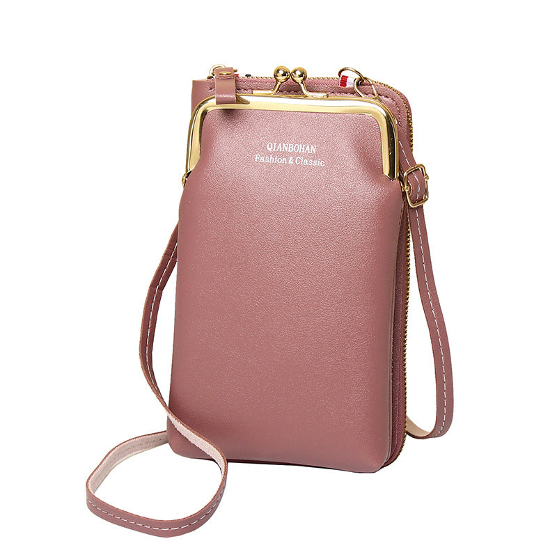 Women's Vertical Model In Square Shape Leather Integrated Phone Bags