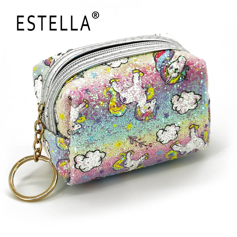 Children's Unicorn Gree Sequined Cartoon Mini Portable Coin Purses