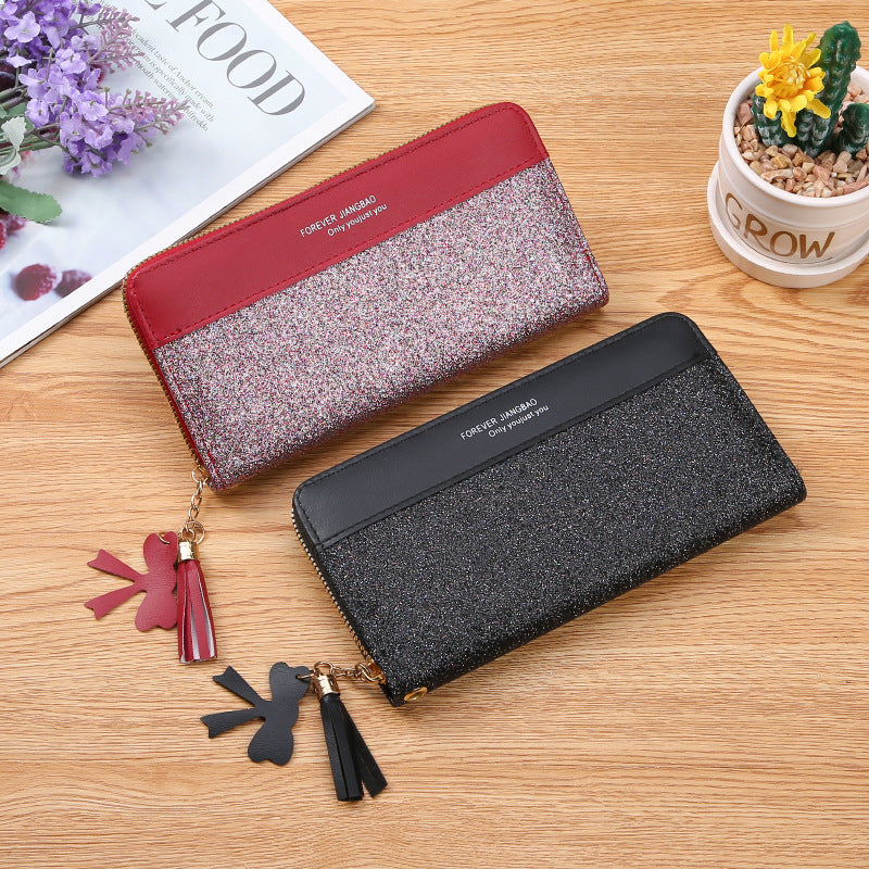 Women's Long Zip Korean Stitching Contrast Color Ladies Wallets