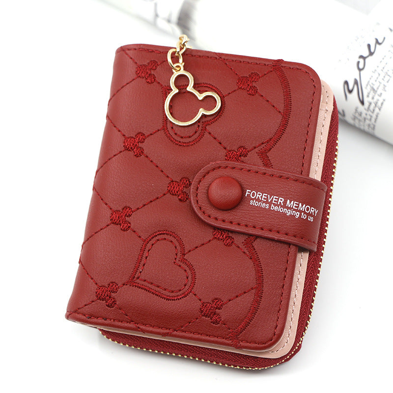 Women's Personalized Short Zipper Hasp Clutch Embroidered Purses