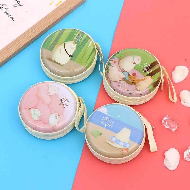 Mini Round Zipper Rabbit Storage Earphone Purses