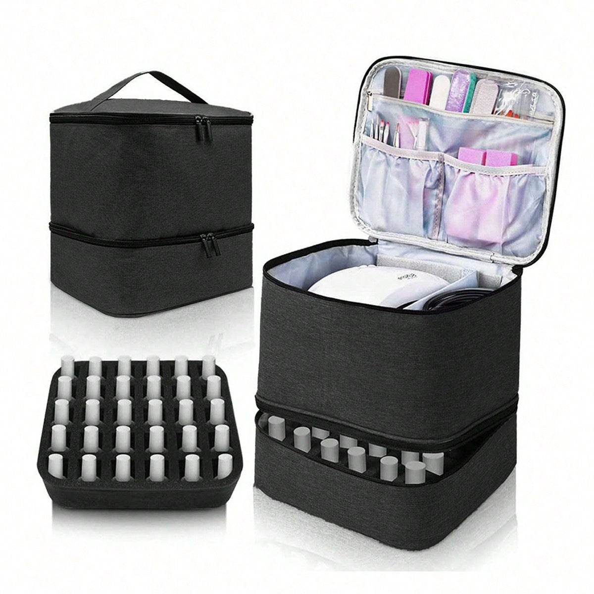 Double Storage Heightened Large Capacity Portable Cosmetic Bags