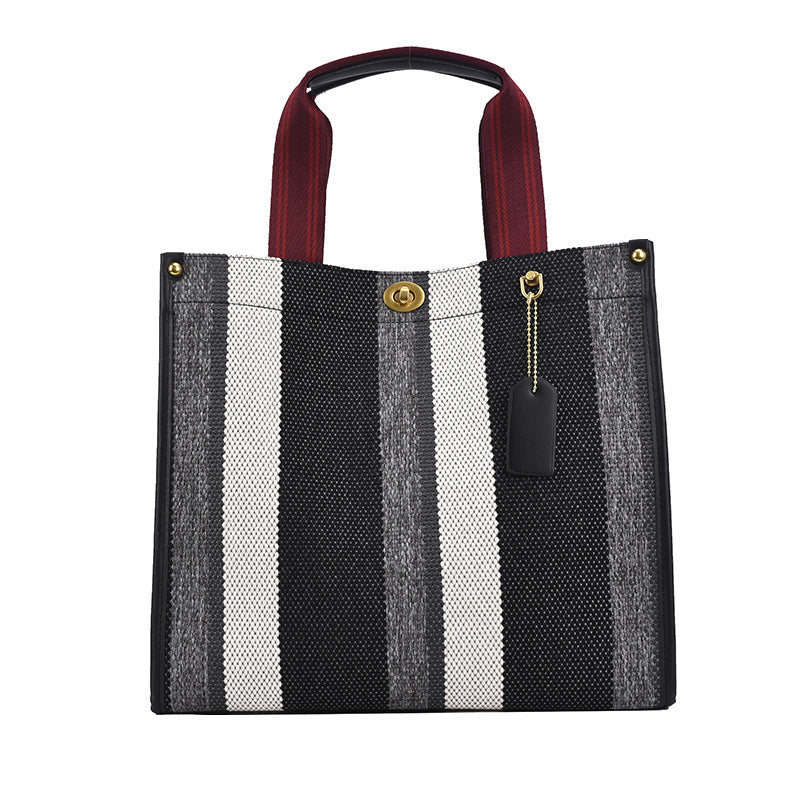 Women's Tote Fashionable Canvas Striped Broadband Handbags