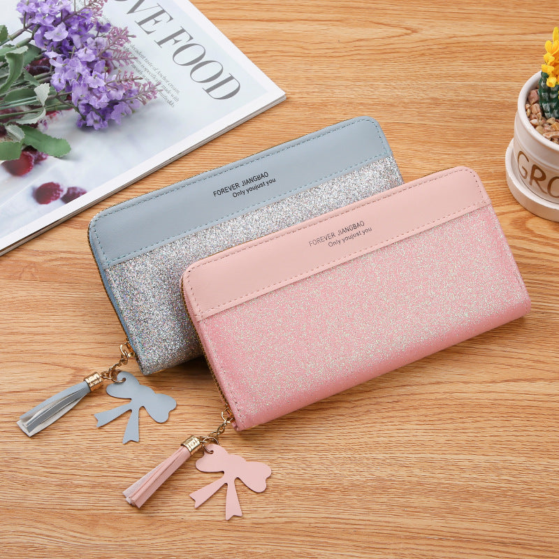 Women's Long Zip Korean Stitching Contrast Color Ladies Wallets