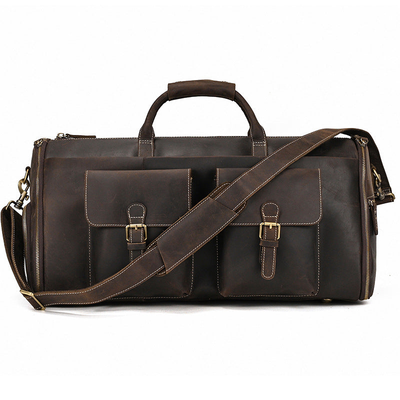 Men's Horse Leather Folding Suit Storage Dry Travel Bags