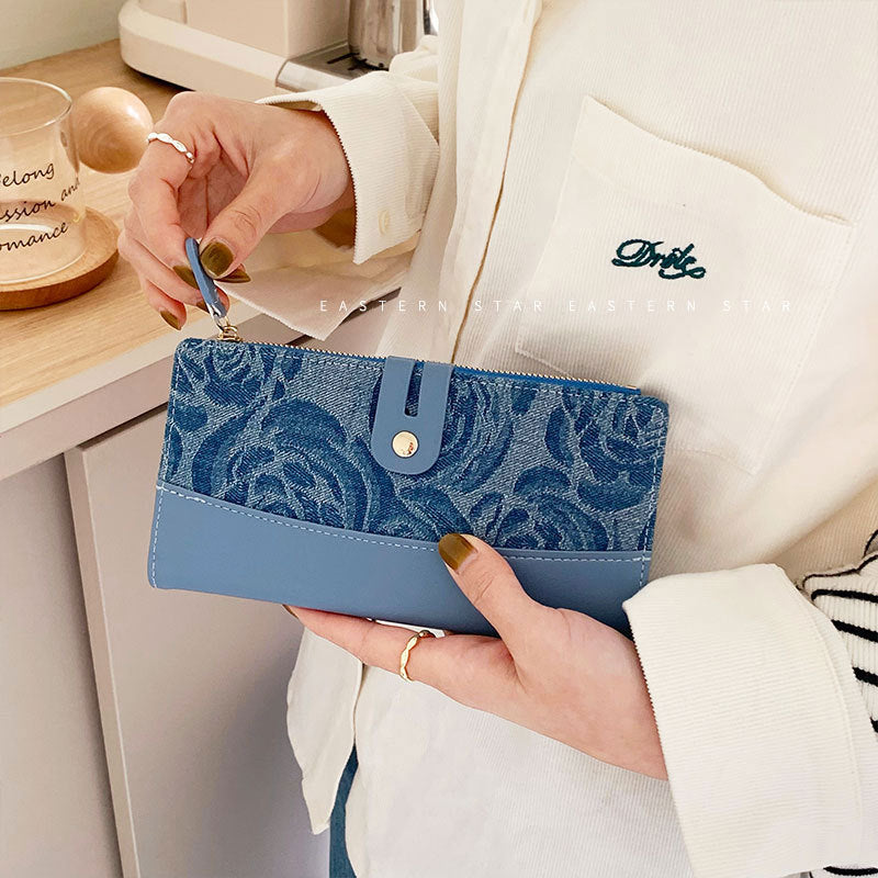 Portefeuilles en Denim pour femmes, motif de Style coréen, exquis et pratiques pour dames