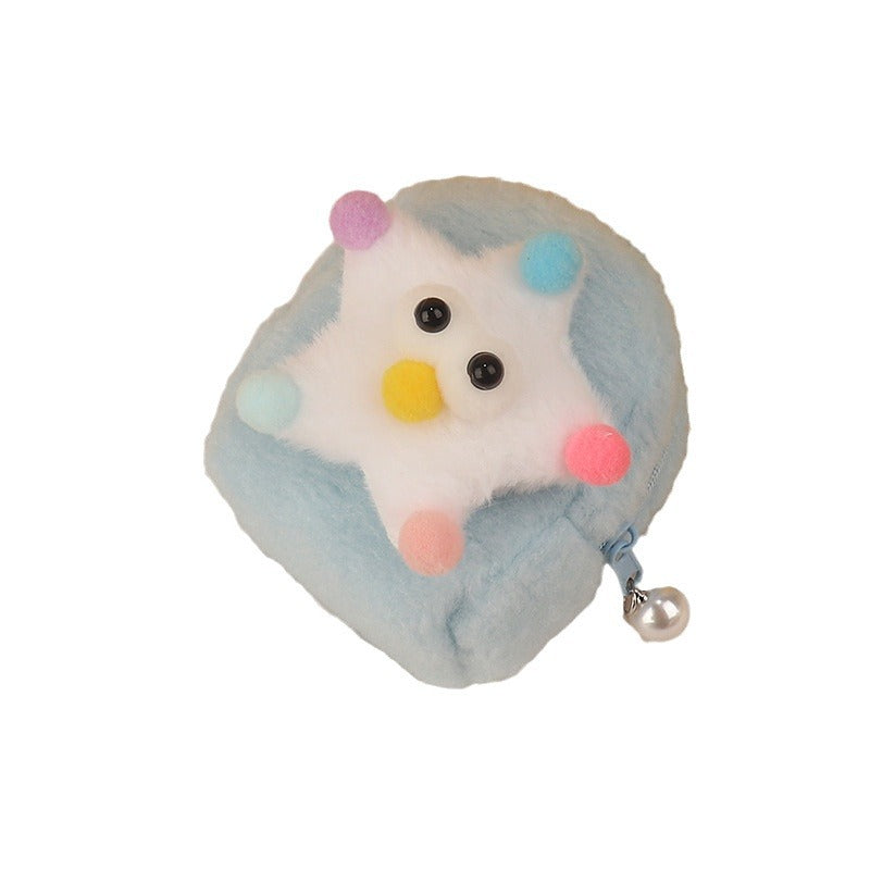 Cartoon Three-dimensional Plush Bag-shaped Love Heart Flowers Earphone Claw Coin Purses