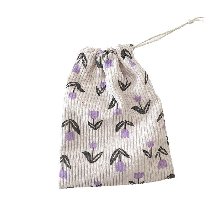 Corduroy Mini Cloth Drawstring Cosmetics Carrying Cosmetic Bags